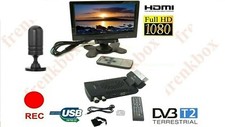 Kit mini TV per auto e camper LCD 7" FULL HD 1080p 12volt portatile con antenna 