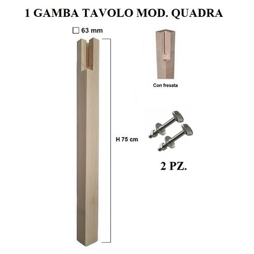 Gamba tavolo singola legno - gamba, in