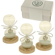 bomboniera clessidra ciondolo albero della vita metallo con frase h 13 cm box