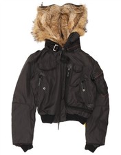 PARAJUMPERS Giacca Parka Donna Corta con Cappuccio UK 14 Medium Nero Invernale MT08