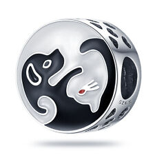 Ciondolo Cane Gatto Yin Yang Argento Sterling 925 Yoga Chakra Ciondolo Energia Sorella Mamma