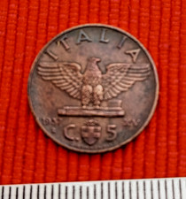Regno D'Italia -Vittorio Emanuele III -cent  5 Impero 1937 XV -rame- I° Tipo
