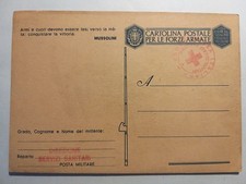 Cartolina Postale per le Forze Armate. Franchigia. Croce Rossa Italiana.