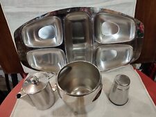 LOTTO 4  Oggetti LATTIERA PORTAGHIACCIO CACAO VASSOIO ALFRA /ALESSI ANNI 70 INOX