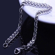 Bracciale Catena Maglia Massiccia Acciaio Inossidabile Argento da Uomo Estate