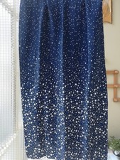 FOULARD DONNA SCIALLE STOLA SARTORIALE ROMANTICO DA SERA BLU CON STELLINE BIANCH