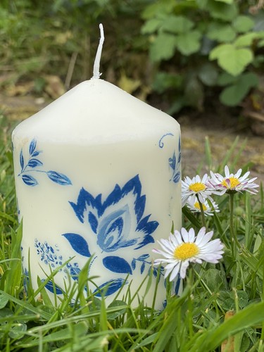 Candela colonna design fiori - candela,
