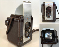 FOTOCAMERA Argus LUMAR 75mm BIOTTICA TLR 6X6 VINTAGE BROWN BACHELITE USA '50/'60