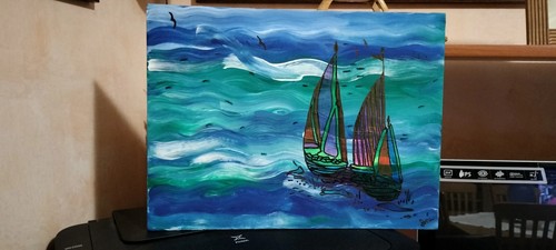Quadro moderno dipinto mano - quadro,