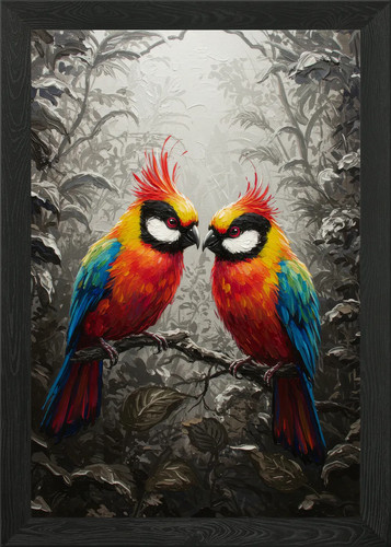 Quadro colorato uccellini