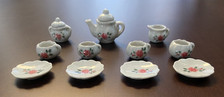 SET DA TE' IN MINIATURA VINTAGE 11 PEZZI IN CERAMICA PER CASA DELLE BAMBOLE