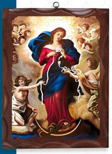 QUADRO MADONNA MARIA CHE SCIOGLIE I NODI ICONA SU TELA IN LEGNO CM 40 X 30 