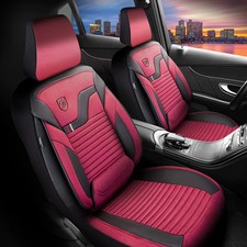 Coprisedili adatti per Ford Fiesta in Alcantara rosso-nero con tasca posteriore