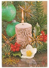 1981 centrotavola natalizio candela decorata cartolina vintage Buon Natale