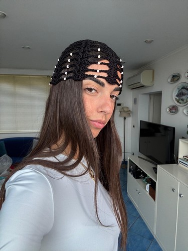 Crochet mesh skull cap - mesh,