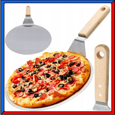 Pala Vassoio Paletta per Pizza in Acciaio con Manico in Legno da Forno Rotonda
