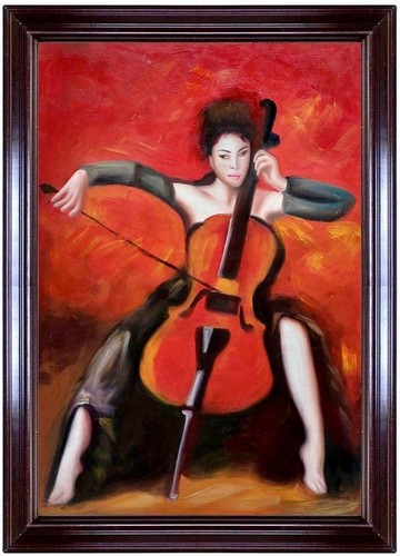 Quadro olio musicista con