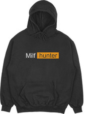 Felpa con cappuccio MILF HUNTER divertente maleducata Pornhub parodia novità maglione nero 208