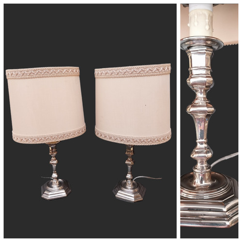Paire bougeoirs lampes - de,
