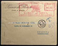STORIA POSTALE ANNULLO MECCANICO BANCO DI ROMA con Sovrattassa  - ANNO 1943