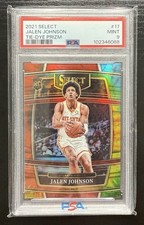 2021-22 Panini Select Jalen Johnson Tie Dye Prizm /25 Psa 9 Concourse #17 Rc