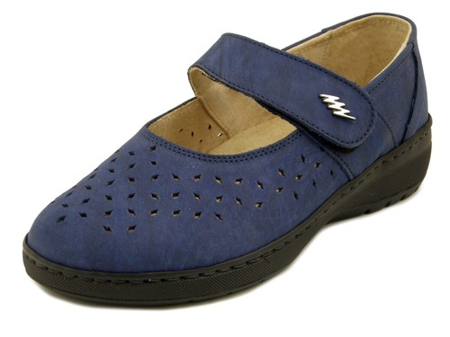 Ballerine pelle blu con - in,