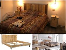 Letto INDUSTRIAL a due piazze Testiera + giroletto + comodini su ruote SU MISURA