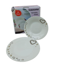 Servizio Piatti 12 Pezzi Decorati Piatti Piani Fondi In Porcellana Made In Italy