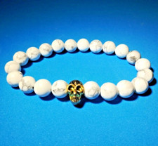 Braccialetto teschio bianco con perline elasticizzato unisex collane gioielli