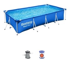 Bestway 56424 Set Piscina Rettangolare di Acciaio (400 x 211 x 81 cm, 5700 L)