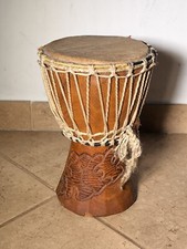 Bellissimo Bongo Artigianale Decorato A Mano In Legno Altezza 27cm Arte Africana