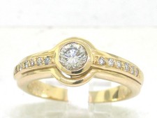Anello brillante oro giallo 750 18 kt diamanti totale 0,37 ct top Wesselton VS
