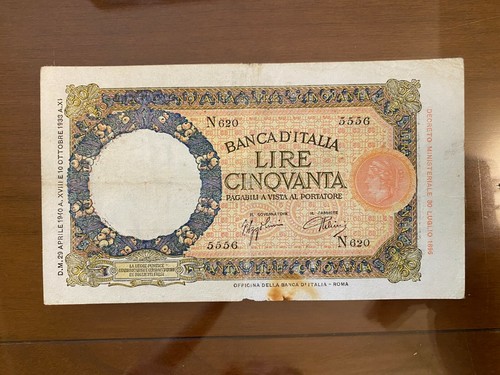 Banconota lire lupetta - banconota, 50
