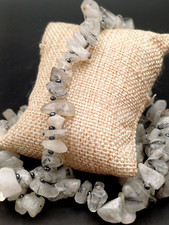 QUARZO TORMALINATO  COLLANA  LUNGA CENTIMETRI 38 - PIETRA NATURALE