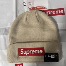 Berretto unisex Supreme X New Era logo scritta crema/marrone