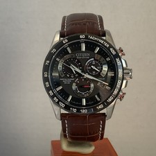 Orologio Citizen Uomo Eco Drive Chrono A-T Sveglia Radiocontrollato B.Cinturino Pelle
