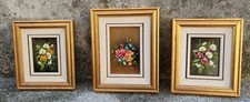 Lotto di 3 quadretti dipinti fiori