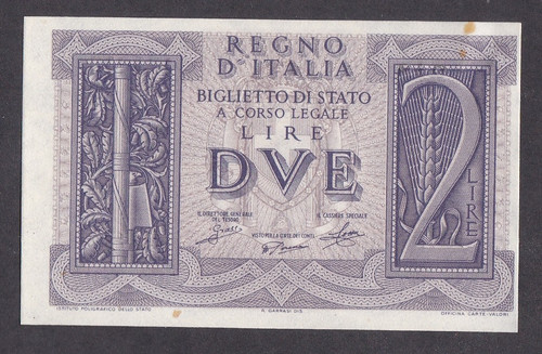 Stains 1939 italy 2 lire - 1939,