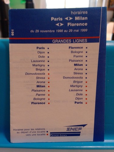 Horaires paris milan florence - milan,