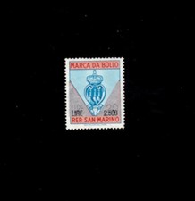MARCA DA BOLLO REPUBBLICA SAN MARINO S. MARINO LIRE 2500 SOVRASTAMPA SU LIRE 20