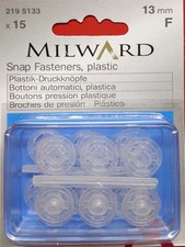15 Bottoni Automatici da cucire in plastica 13 mm MILWARD