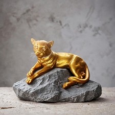 Pantera in ceramica dorata