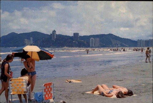 Santos beach brasil postcard - beach,
