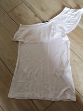 Maglia donna top volant canotta t shirt monospalla crop sexy party