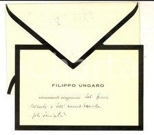1958 ROMA Biglietto avv. Filippo UNGARO ringraziamento lutto - AUTOGRAFO