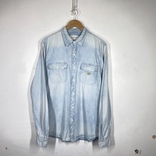 Ralph Lauren Camicia Denim Uomo L Blu Chambray Utility Chore Western Vintage