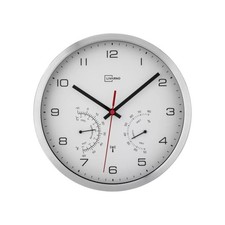 Livarno Orologio Parete Radiocontrollato Termometro e Umidità Cromato Bianco