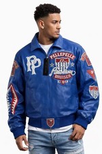Giacca di pelle blu American