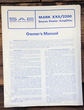 Amplificatore SAE MARK XXII / 2200 proprietario / manuale utente *originale*