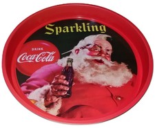 Coca Cola Vassoio Rotondo Bar Metallo Babbo Natale Sparkling